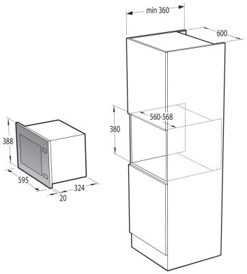 Микроволновая печь встраиваемая Gorenje BMI201AG1X
