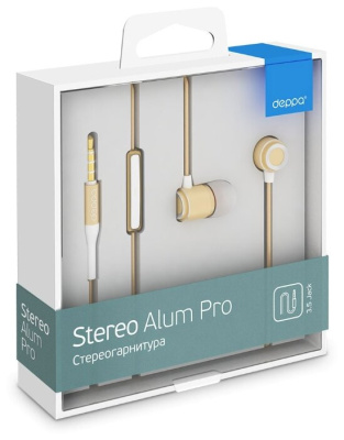 Наушники вкладыши Deppa Stereo Alum Pro Goold