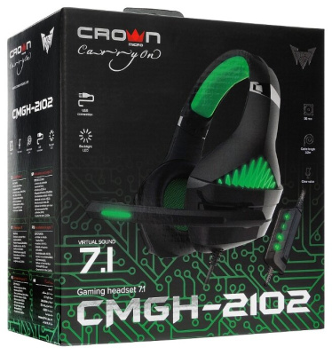 Гарнитура CROWN CMGH-21-02 Black&green Гарнитура CROWN CMGH-21-02 Black&green