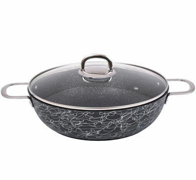 Сотейник Kukmara Грация Черный/серебро 4,5 л/ 30 см с ручками, со стеклянной крышкой сгчс308а