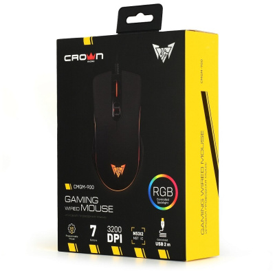 Мышь CROWN CMGM-900 RGB (USB) Black