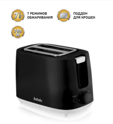 Тостер BBK TR82 Черный