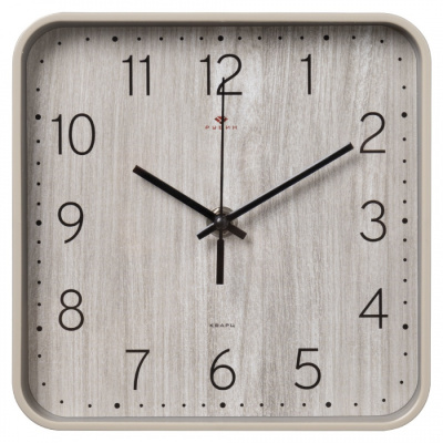 Часы настенные Рубин квадрат 19х19см, корпус бежево-серый, "Текстура дерева"