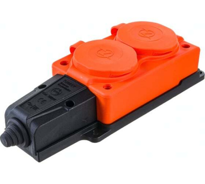 Колодка NE-AD ОУ двойная 2гн. с загл. каучук 2P+PE 1x16A 220-240V IP54 красный 4122 (Турция)