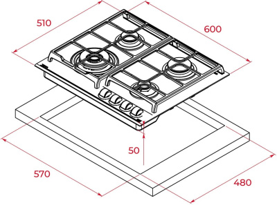Газовая варочная поверхность Teka GBC 64100 KBN Black