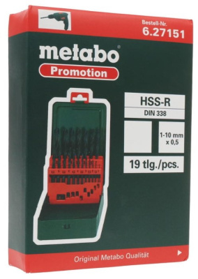 Набор сверел по металлу Metabo HSS-R 1-10 мм 627151000, 19 шт.