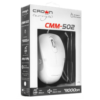 Мышь CROWN CMM-502 White USB