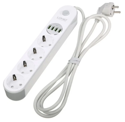Сетевой фильтр с USB зарядкой LDNIO SE4432 (4USB, AUTO-ID 3.0, 2м) Gray