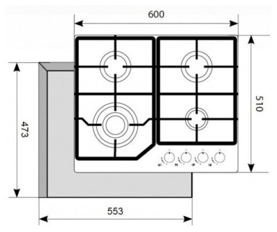 Газовая варочная поверхность AKPO PGA 604 FGC WH