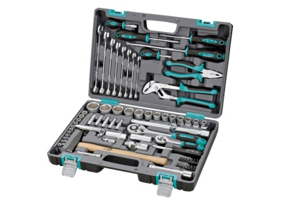 Набор инструментов STELS 1/2", 1/4", CrV, пластиковый кейс 14104 (76 предм.)