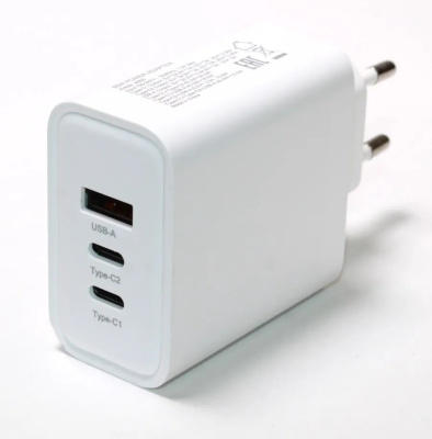 СЗУ Perfeo I4664 USB-A+2xTYPE-C, GaN, 65W, белый (I4664)