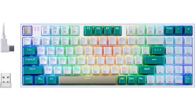 Клавиатура Redragon Veigar RGB Беспроводная Механическая (Wireless USB+BT) White+Green