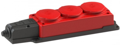 Колодка NE-AD ОУ тройная 3гн. с загл. каучук 2P+PE 1x16A 220-240V IP54 красный 4123 (Турция)