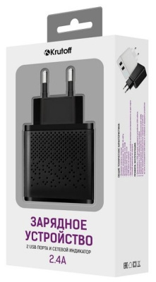 Зарядное устройство Krutoff group CH-07C 2xUSB 2.4A + кабель Type-C (Black)