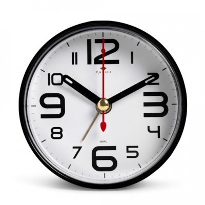 Будильник Рубин Классика d-8см черный В7-001B