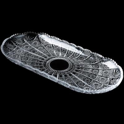 Блюдо Yujing Овальное в подарочной уп. 34*15*3 см стекло D-54B