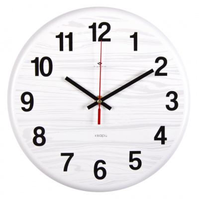 Часы настенные Рубин из металла, d=27 см, белый "Текстура дерева"