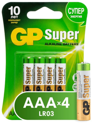 Батарейка GP Super alkaline AAA 24ARS-2SB4-4шт