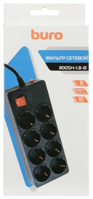 Сетевой фильтр Buro 800SH-3-W 3м (8 розеток) White