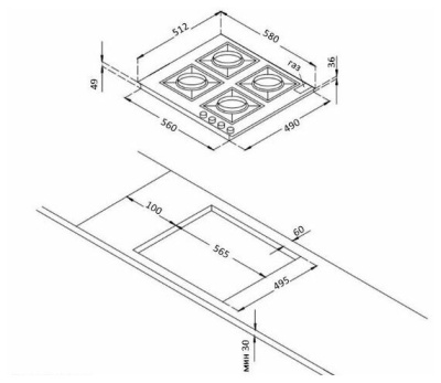 Газовая варочная поверхность Korting HG 665 CTX