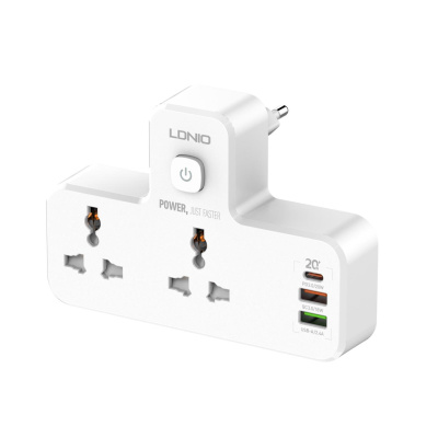 Сетевой фильтр с USB зарядкой LDNIO SC2311 (2 розетки, 3USB, 20W QC 3.0+PD 3.0) White