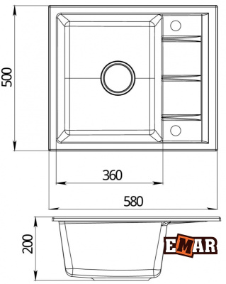 Кухонная мойка Emar EMQ-1580.Q Антрацит