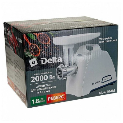 Мясорубка Delta DL-6104M белый с серым