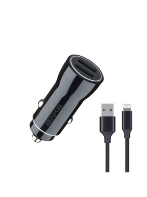 Авто З/У AXXA 2xUSB 2.4A + кабель USB-C Black