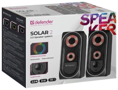 Компьютерная акустика 2.0 Defender Solar 2 Black