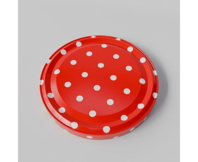 Крышки винтовые Твист-Офф D=82мм "Полинка" Горошек Красная 20шт (Беларусь)