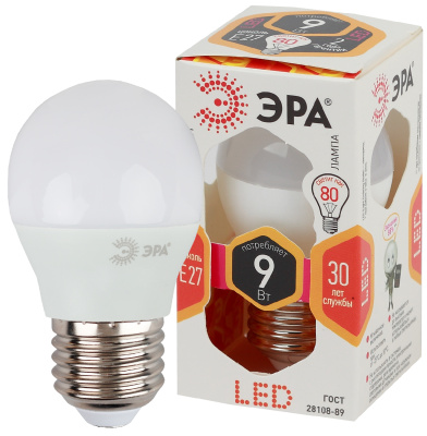 Лампа Эра LED smd P45-9W-827-E27