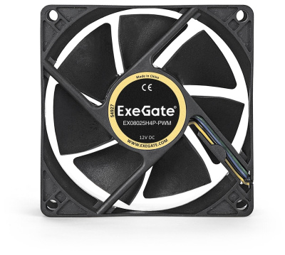 Кулер для корпуса Exegate E08025H4P-PWM Black 80mm 4pin Кулер для корпуса Exegate E08025H4P-PWM Black 80mm 4pin