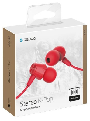 Наушники вкладыши Deppa Stereo K-Pop Red