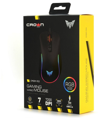 Мышь CROWN CMGM-902 RGB (USB) Black