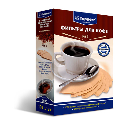 Одноразовые фильтры для капельной кофеварки Topperr №2 неотбеленный (3015)