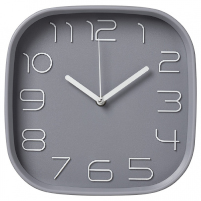 Часы настенные Рубин квадрат 25х25см, корпус серый, "Классика"