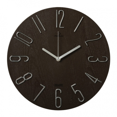 Часы настенные Рубин Классика d-30см коричневый+серебро 3010-004
