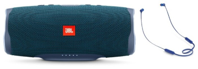 Портативная акустика JBL Charge 4 Blue + наушники T110BT Blue