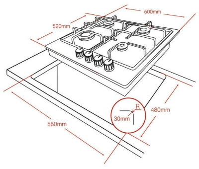 Газовая варочная поверхность Ginzzu HCG-404