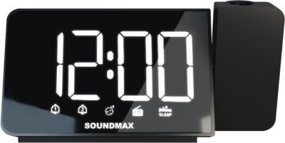 Радиочасы Soundmax SM-1539 с проекцией Black
