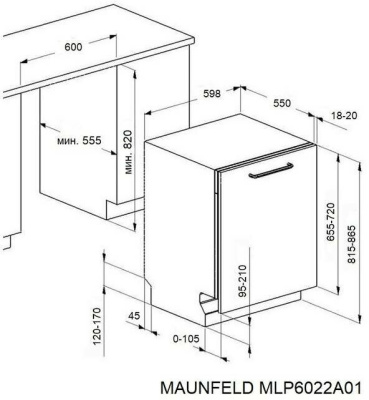 Посудомоечная машина встраиваемая Maunfeld MLP6022A01