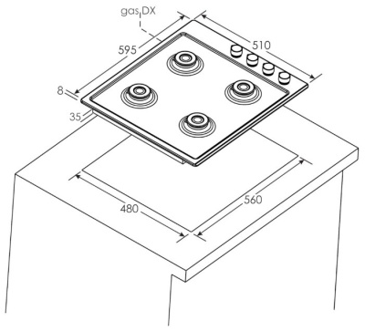 Газовая варочная поверхность Candy CHW6BLB