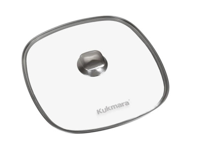 Крышка стеклянная квадратная Kukmara с металл. ободом 28 см с28-2т112