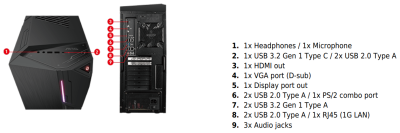 Системный блок MSI Codex 5 11SI-677RU Core i5 11400F/16Gb/512Gb SSD/GTX 1660 Super 6Gb (Win10) Black