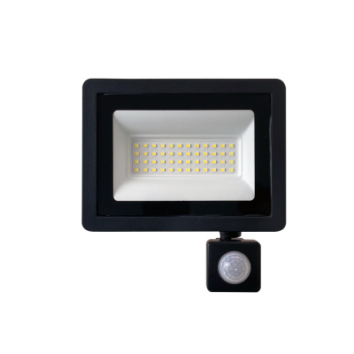 Прожектор Saffit SFL80-50 с ИК датчиком движ. (50W(4500lm) 6400K 6K черн 52х165х165 IP65)