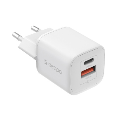 СЗУ Deppa USB + Type-C PD 3,0 QC 3.0+ GaN 33Вт White 11475