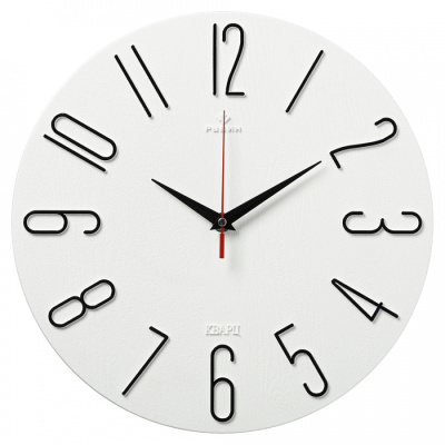 Часы настенные Рубин d=30см, корпус белый+черный "Классика"