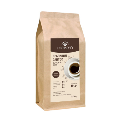 Кофе в зернах Manya Бразилия Сантос (100% Арабика) 1 кг