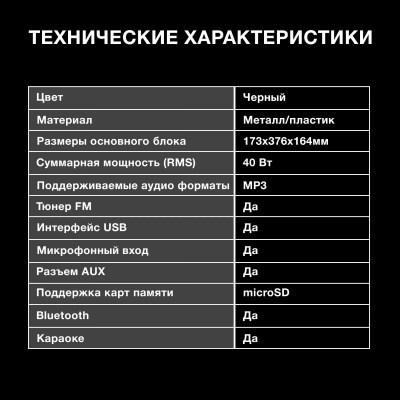 Портативная акустика Hyundai H-MC1230 черный