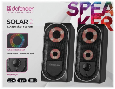 Компьютерная акустика 2.0 Defender Solar 2 Black